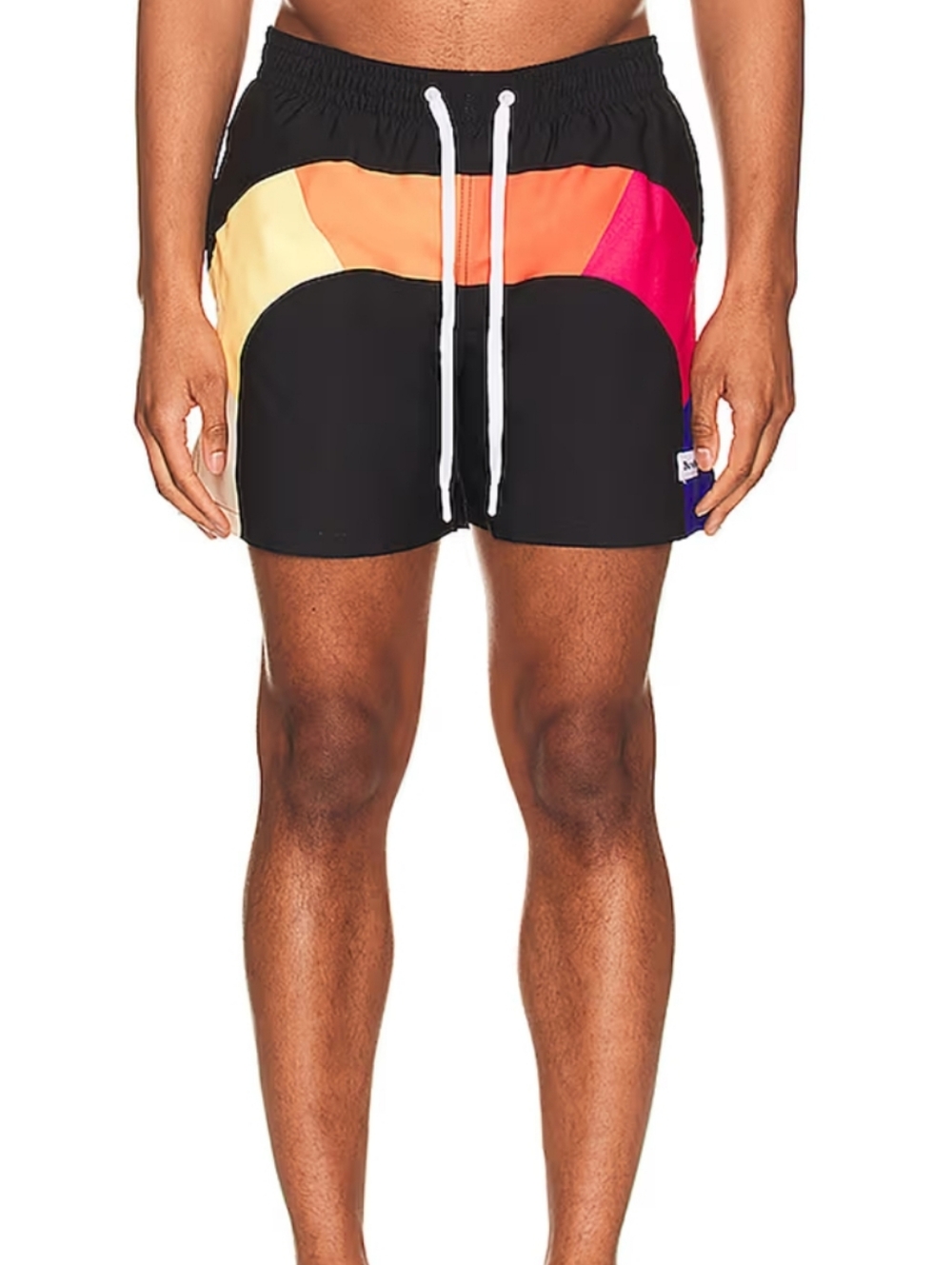 Duvin Design Spectrum Swim Short Black Rainbow Men's Medium Lined Brief
